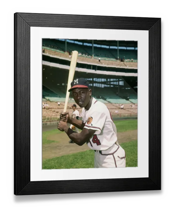 Framed Print : Hank Aaron of the Milwaukee Braves Holding Bat Framed Print : Hank Aaron of the Milwaukee Braves Holding Bat