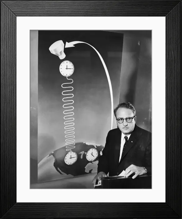 Framed Print : Harold Lyons Explaining Atomic Clock Experiment Framed Print : Harold Lyons Explaining Atomic Clock Experiment