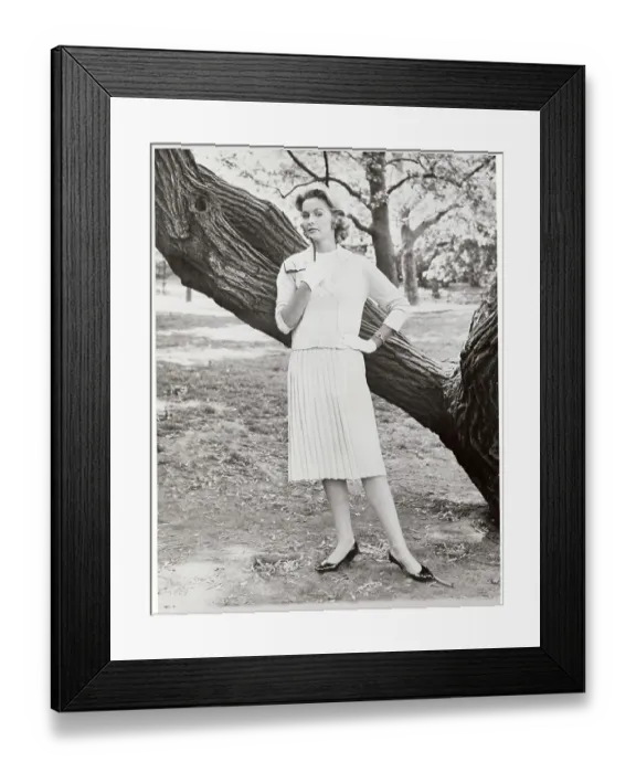 Framed Print : Dina Merrill Modeling Cardigan Framed Print : Dina Merrill Modeling Cardigan