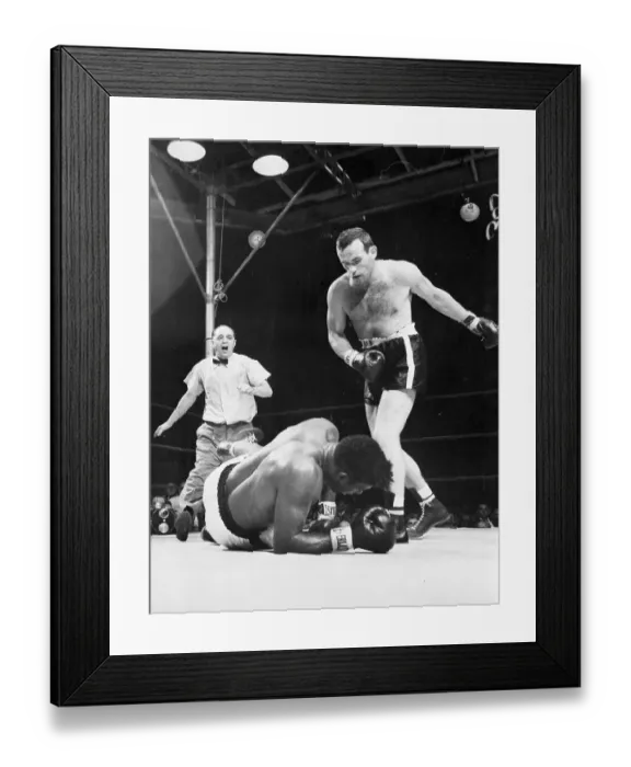 Framed Print : Ingemar Johansson Knocking Down Floyd Patterson During Fight Framed Print : Ingemar Johansson Knocking Down Floyd Patterson During Fight