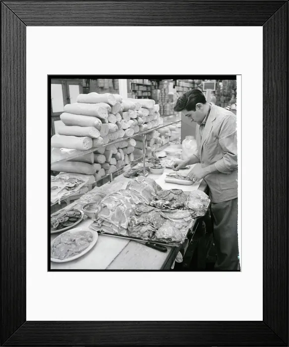 Framed Print : Man Making Sandwich With Piles Of Meat Framed Print : Man Making Sandwich With Piles Of Meat