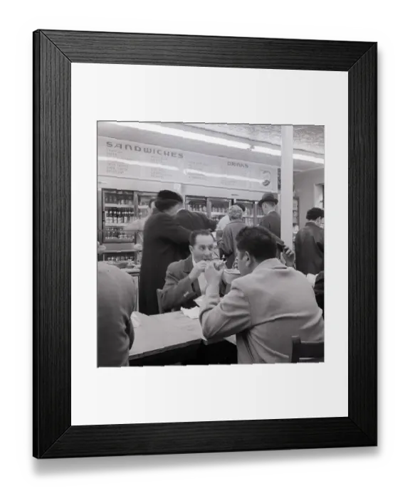 Framed Print : People Eating Under Swinging Hams And Ch Framed Print : People Eating Under Swinging Hams And Ch