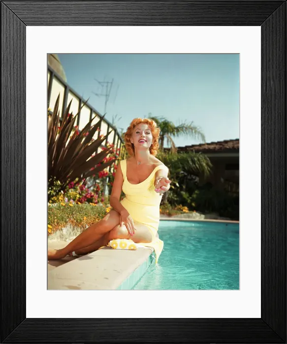 Framed Print : Rhonda Fleming Relaxing at Pool Side Framed Print : Rhonda Fleming Relaxing at Pool Side