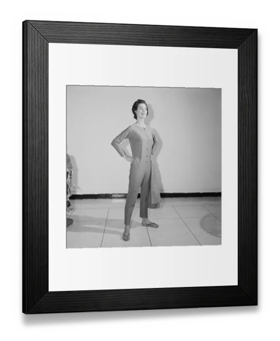 Framed Print : Bonnie Cashin Posing in Longjohn's Framed Print : Bonnie Cashin Posing in Longjohn's