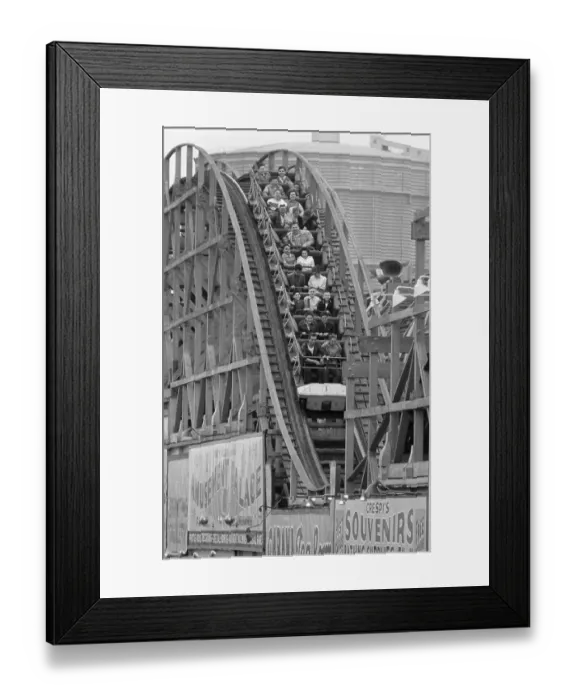 Framed Print : People on Coney Island Roller Coaster Framed Print : People on Coney Island Roller Coaster