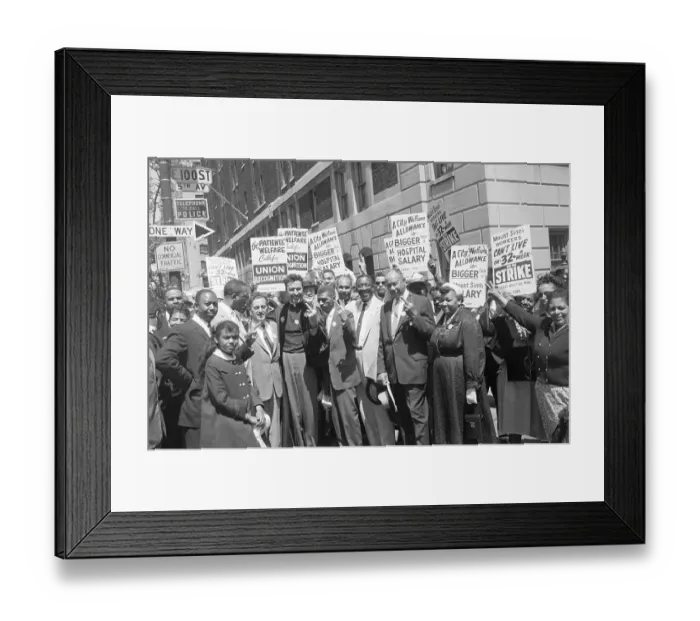 Framed Print : Clayton Powell with Picketers Striking Framed Print : Clayton Powell with Picketers Striking