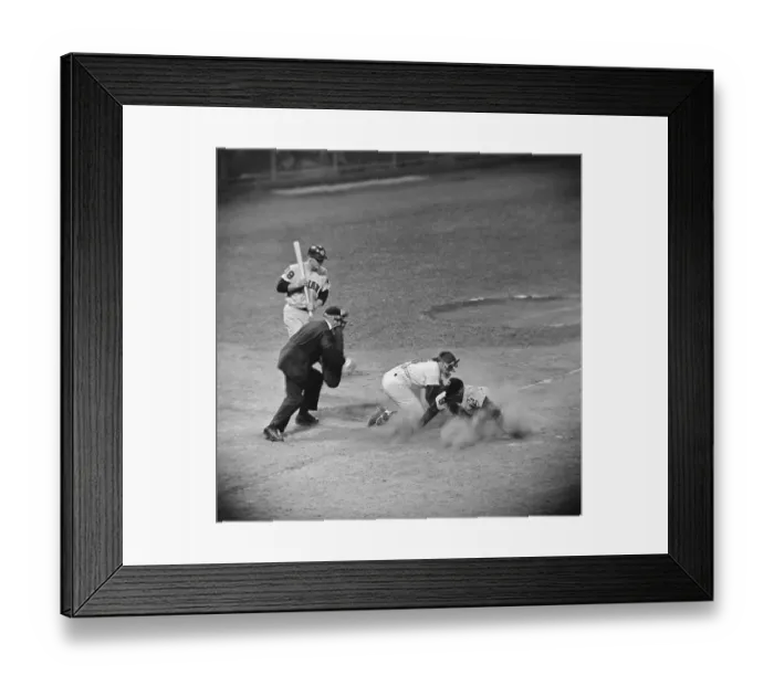 Framed Print : Minoso Sliding Into Home Plate Framed Print : Minoso Sliding Into Home Plate