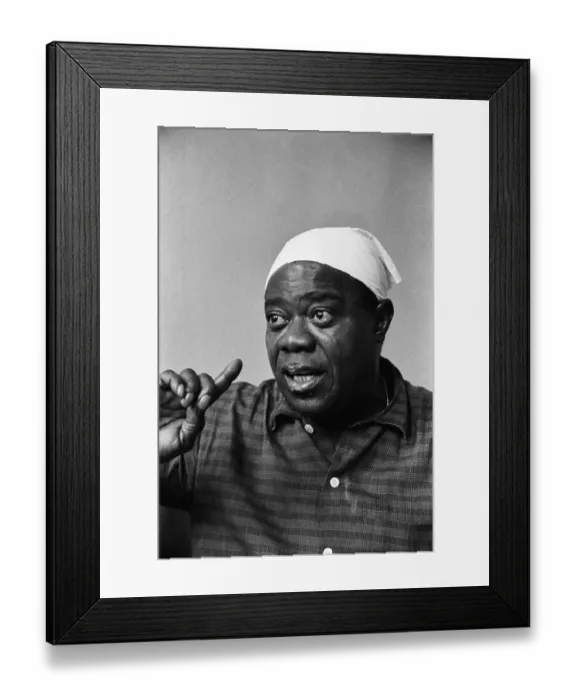 Framed Print : Louis Armstrong Headshot Pointing Framed Print : Louis Armstrong Headshot Pointing