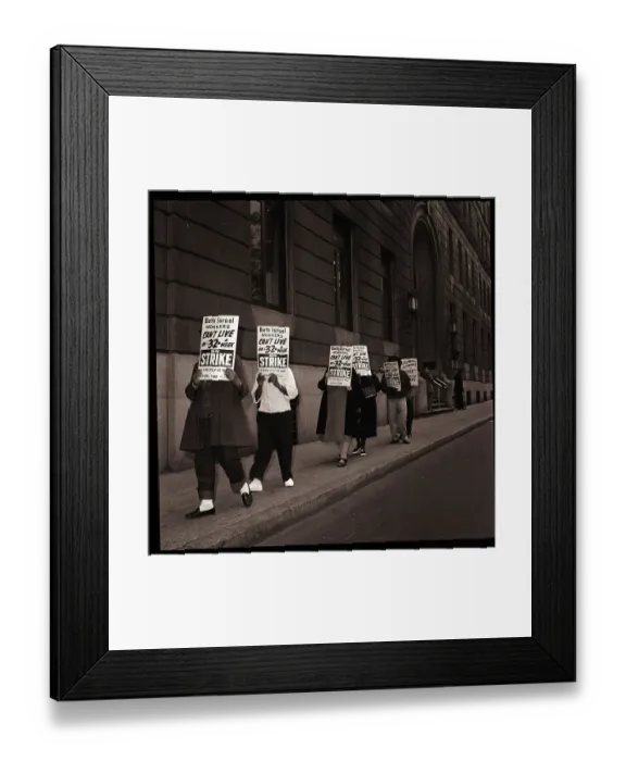 Framed Print : Marching Pickets Cover Faces with Signs Framed Print : Marching Pickets Cover Faces with Signs