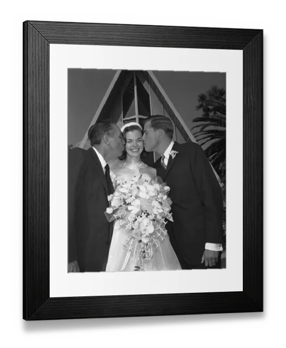 Framed Print : Sharon Mae Disney Receiving Kisses on Wedding Day Framed Print : Sharon Mae Disney Receiving Kisses on Wedding Day