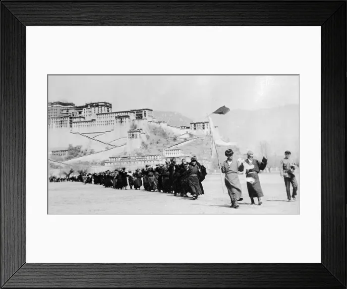 Framed Print : Tibetan Rebels Filing out of Palace Framed Print : Tibetan Rebels Filing out of Palace