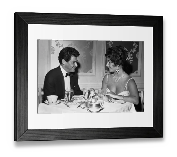 Framed Print : Eddie Fisher and Liz Taylor at Dinner Table Framed Print : Eddie Fisher and Liz Taylor at Dinner Table