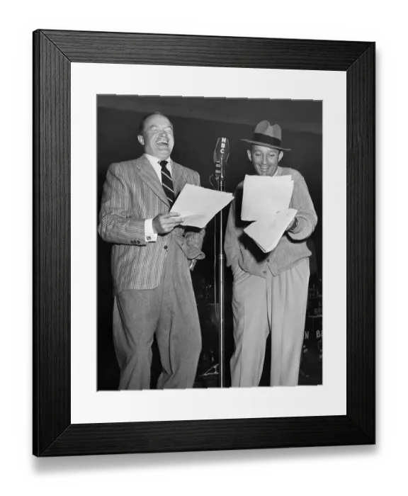 Framed Print : Bob Hope Laughing at Script with Bing Crosby Framed Print : Bob Hope Laughing at Script with Bing Crosby