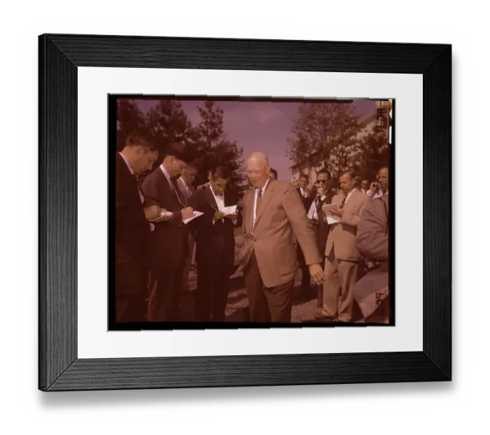 Framed Print : Eisenhower with Newsmen Framed Print : Eisenhower with Newsmen