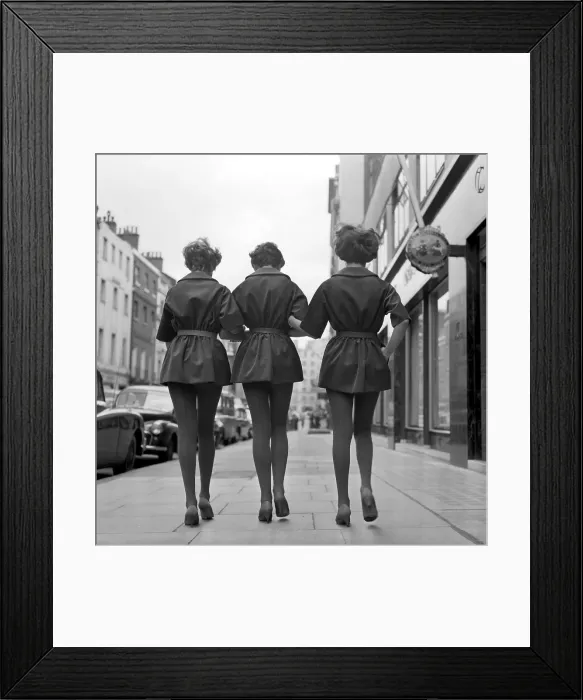 Framed Print : Three Girls In Dresses, Tights; Fashion Framed Print : Three Girls In Dresses, Tights; Fashion