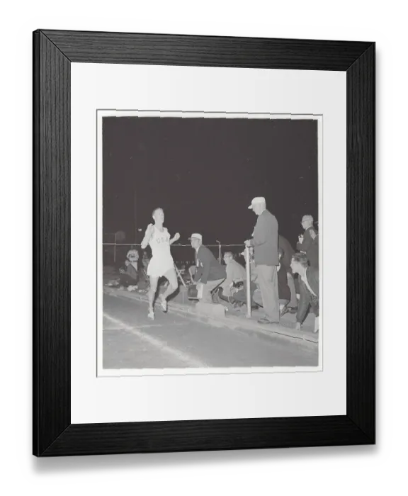 Framed Print : Bill Dellinger Hitting Tape Framed Print : Bill Dellinger Hitting Tape