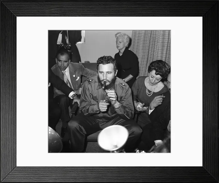 Framed Print : Fidel Castro With Cigar in His Mouth Framed Print : Fidel Castro With Cigar in His Mouth