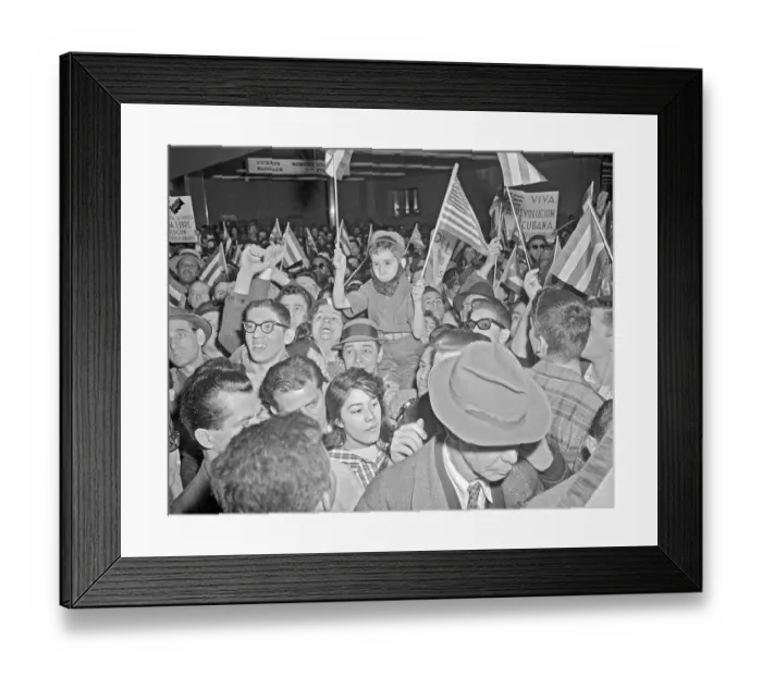 Framed Print : Citizens During Fidel Castro Visit