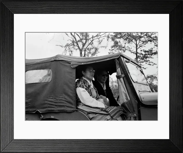 Framed Print : Dalai Lama W / Mother & Sister In Jeep Framed Print : Dalai Lama W / Mother & Sister In Jeep