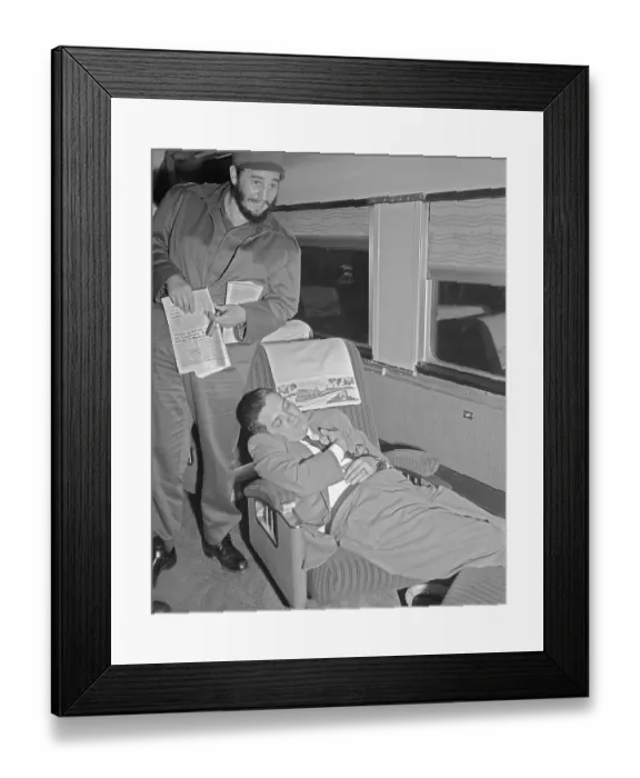 Framed Print : Fidel Castro Standing Over Train Seat of Reporter Framed Print : Fidel Castro Standing Over Train Seat of Reporter