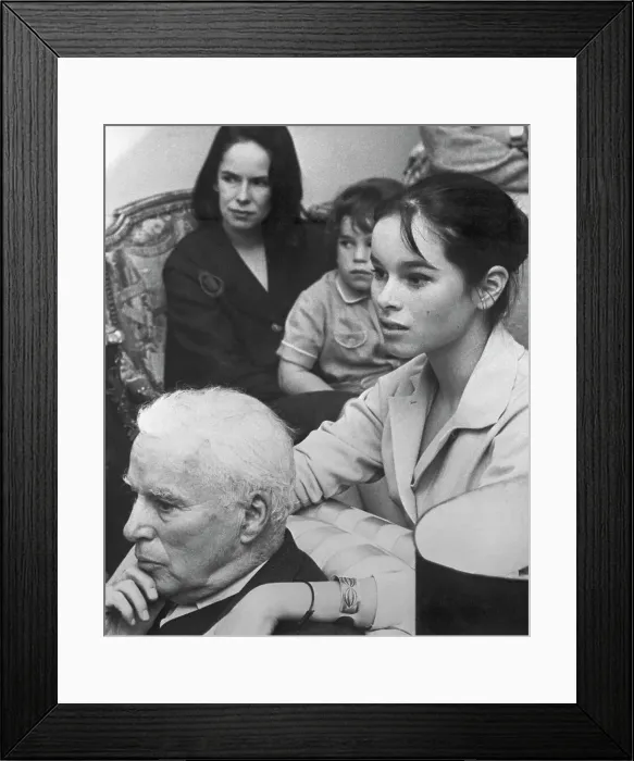 Framed Print : Charlie Chaplin with Wife and Children Framed Print : Charlie Chaplin with Wife and Children