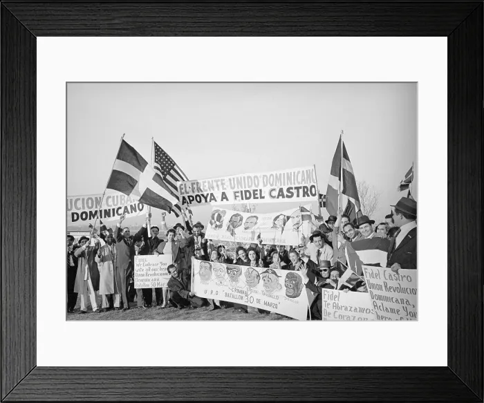 Framed Print : Castro Supporters Protesting Dominican Leader Framed Print : Castro Supporters Protesting Dominican Leader