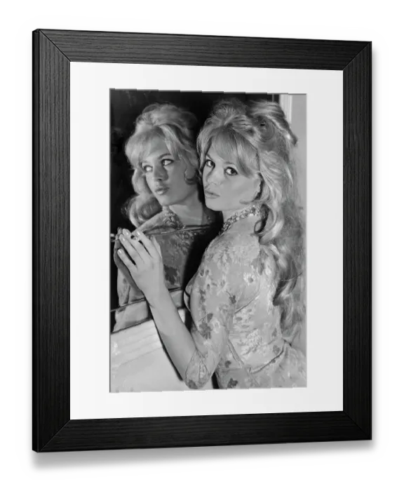 Framed Print : Brigitte Bardot Posing with Mirror Reflection