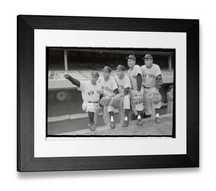 Framed Print : Yankee Manager Casey Stengel and Teammates Posing in Dugout Framed Print : Yankee Manager Casey Stengel and Teammates Posing in Dugout