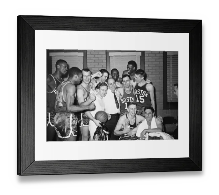 Framed Print : Bob Cousy and Boston Celtics After Winning NBA Championship Framed Print : Bob Cousy and Boston Celtics After Winning NBA Championship