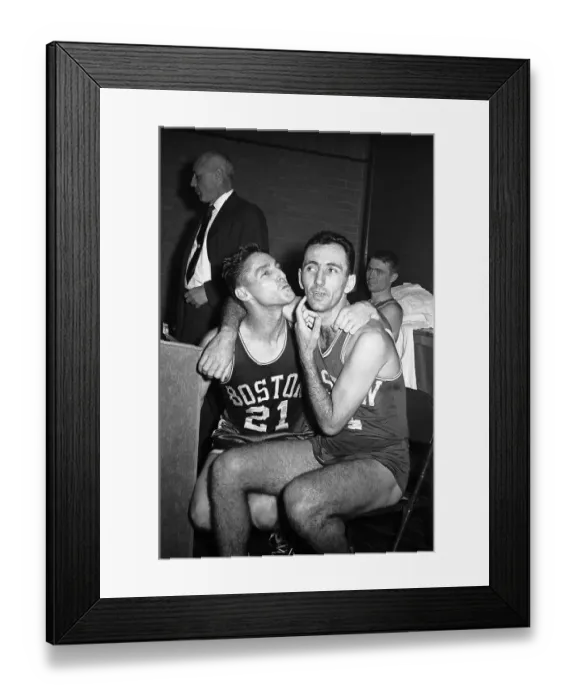 Framed Print : Bill Sharman About to Kiss Bob Cousy Framed Print : Bill Sharman About to Kiss Bob Cousy
