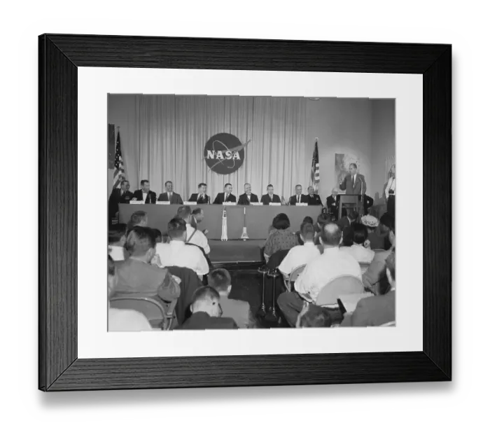Framed Print : Astronauts Meeting Press Framed Print : Astronauts Meeting Press