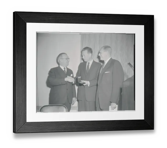 Framed Print : David Brinkley Shaking Hands with John Drewry Framed Print : David Brinkley Shaking Hands with John Drewry