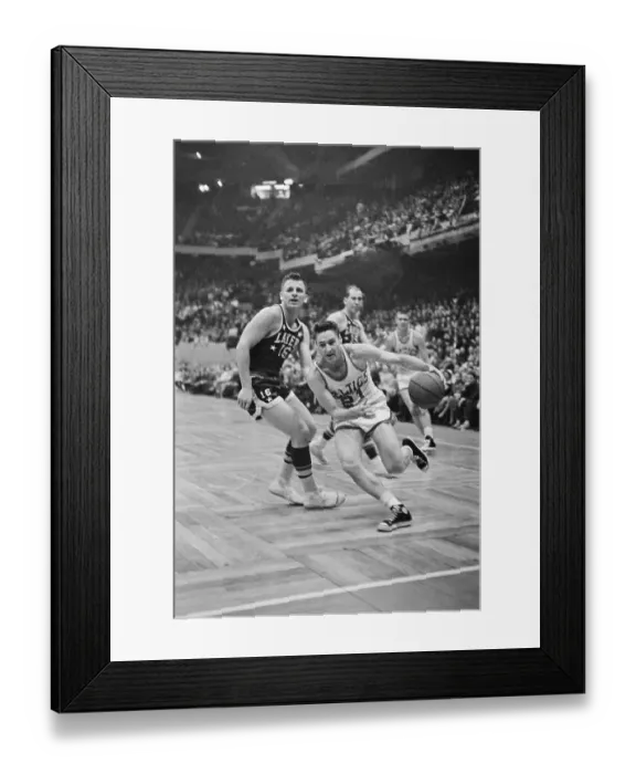 Framed Print : Boston Celtics vs Minneapolis Lakers Basketball Game Framed Print : Boston Celtics vs Minneapolis Lakers Basketball Game