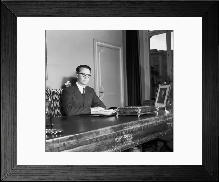 Framed Print : King Baudouin Working at His Desk Framed Print : King Baudouin Working at His Desk