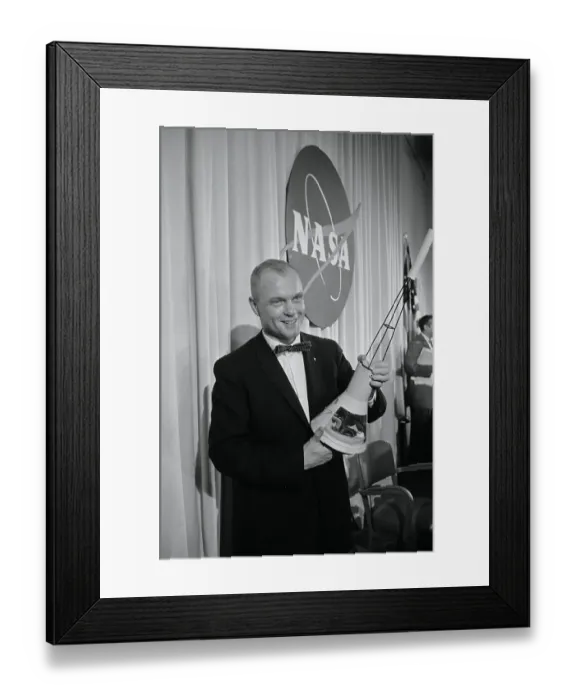 Framed Print : John Glenn Holding Mercury Model Framed Print : John Glenn Holding Mercury Model