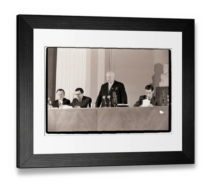 Framed Print : Nikita Khrushchev Talking to Press Framed Print : Nikita Khrushchev Talking to Press