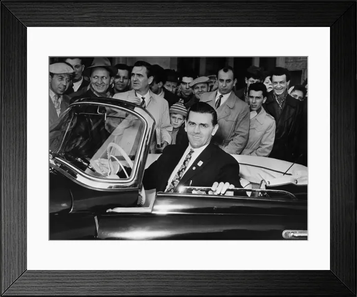 Framed Print : Maurice Richard Sitting in Czechoslovakian Car