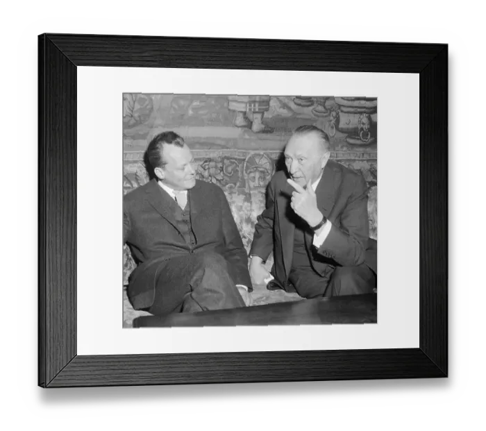 Framed Print : Konrad Adenauer Speaking with Willy Brandt