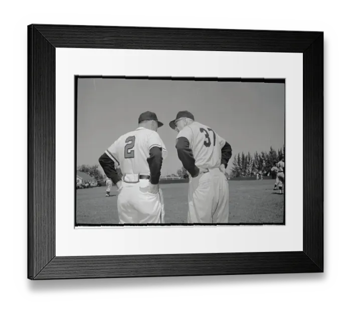 Framed Print : Casey Stengel Talking with Fred Haney on Baseball Field Framed Print : Casey Stengel Talking with Fred Haney on Baseball Field