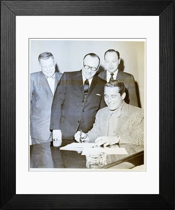 Framed Print : Perry Como Signs Contract