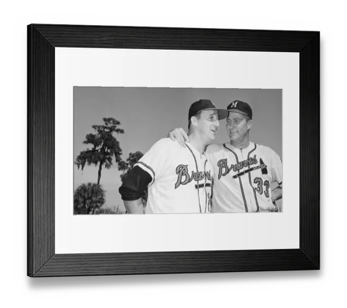 Framed Print : Warren Spahn with Arm Around Lew Burdette Framed Print : Warren Spahn with Arm Around Lew Burdette