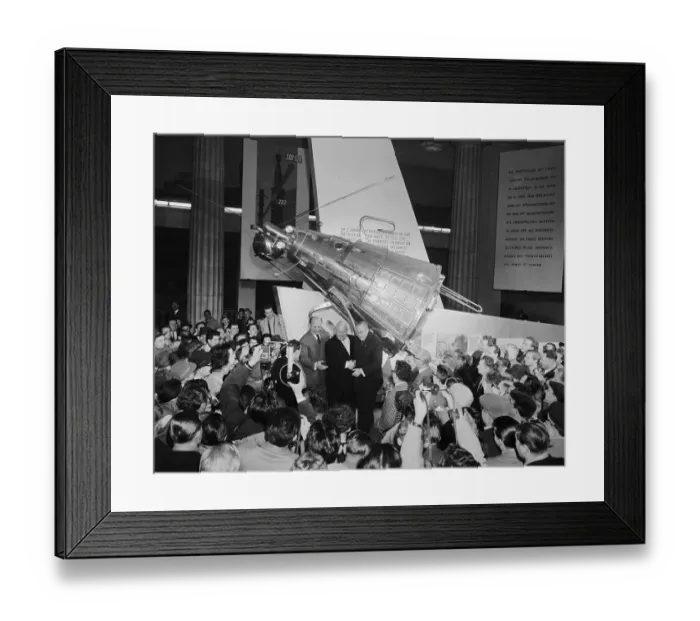 Framed Print : Nikita Khrushchev and German Leaders with Sputnik Replica Framed Print : Nikita Khrushchev and German Leaders with Sputnik Replica