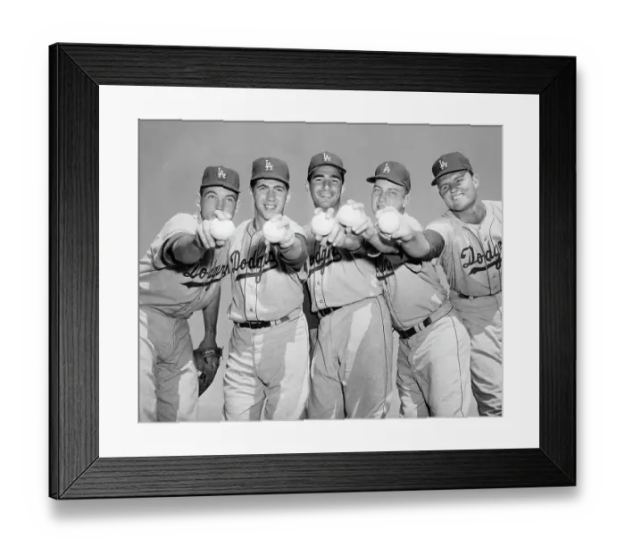 Framed Print : Dodger Pitchers Posing Holding Baseballs Framed Print : Dodger Pitchers Posing Holding Baseballs