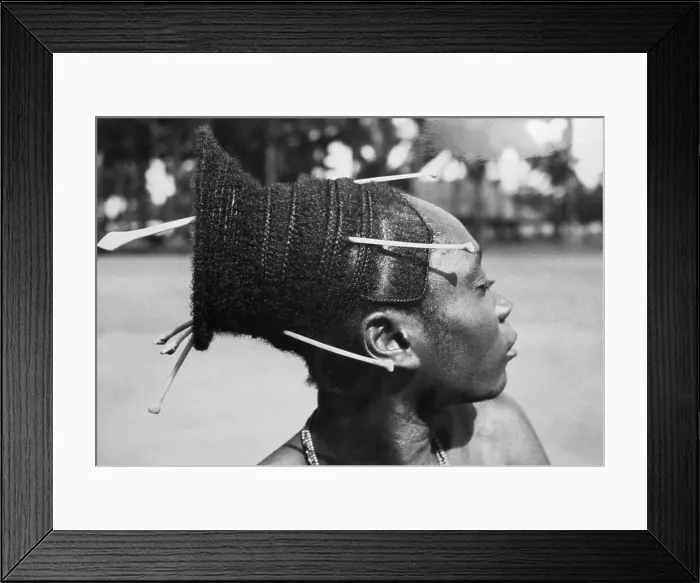 Framed Print : Belgian Congo Traditional Hairstyle Framed Print : Belgian Congo Traditional Hairstyle