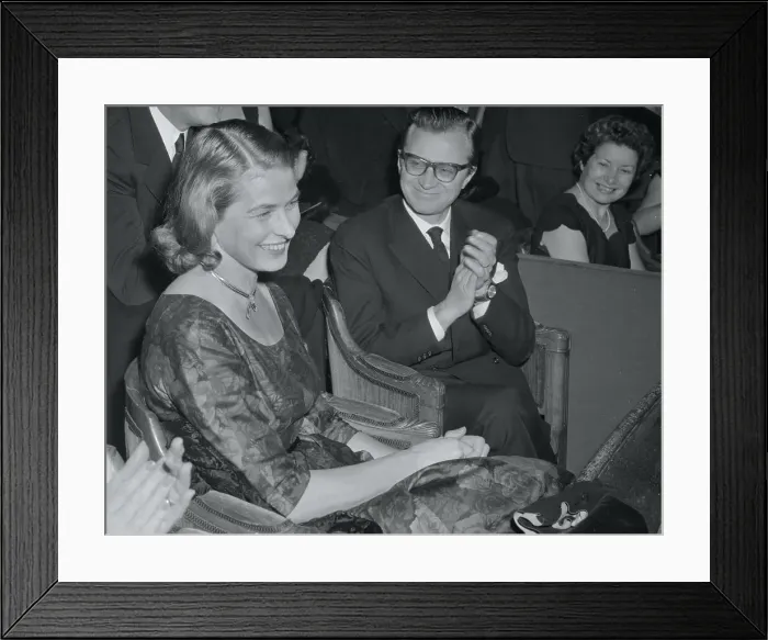 Framed Print : Lars Schmidt Applauding Wife Ingrid Bergman Framed Print : Lars Schmidt Applauding Wife Ingrid Bergman