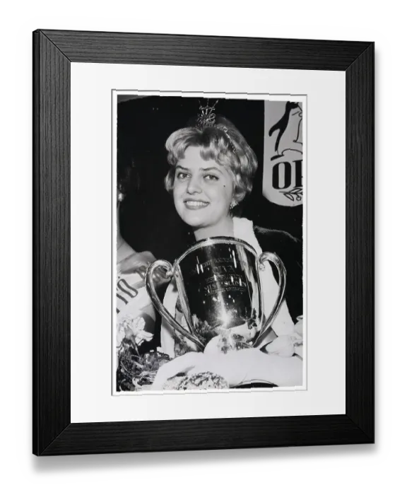 Framed Print : Miss Finland Smiling And Holding Cup Framed Print : Miss Finland Smiling And Holding Cup