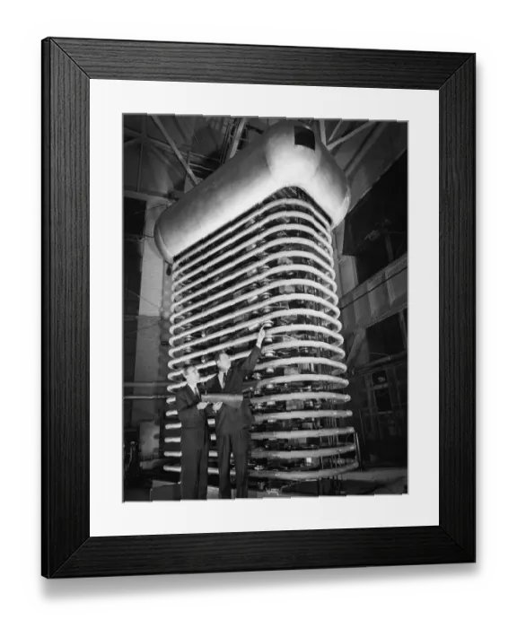Framed Print : Men Working With Electron Accelerator Framed Print : Men Working With Electron Accelerator