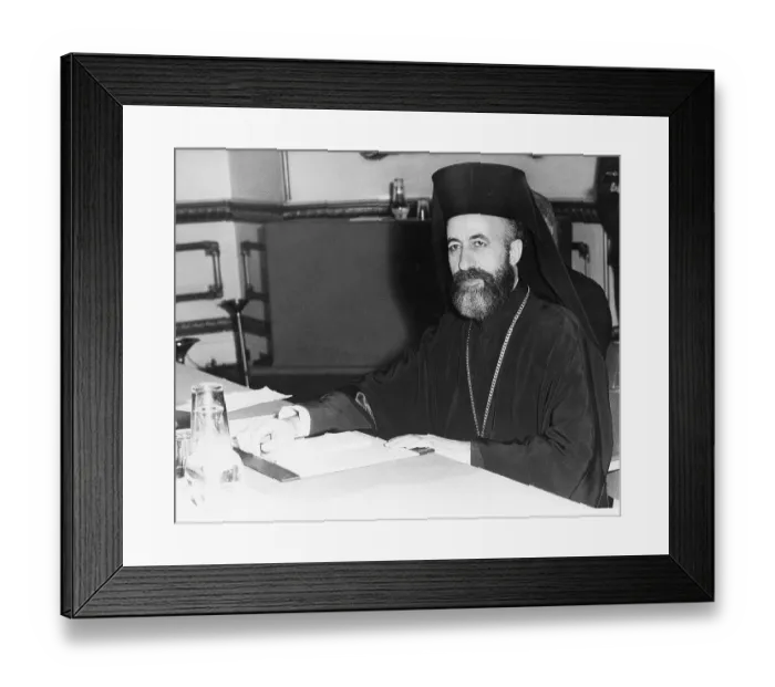 Framed Print : Archbishop Makarios Seated At Table Framed Print : Archbishop Makarios Seated At Table