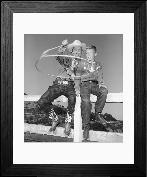Framed Print : Roy Rogers Shows Son His New Invention