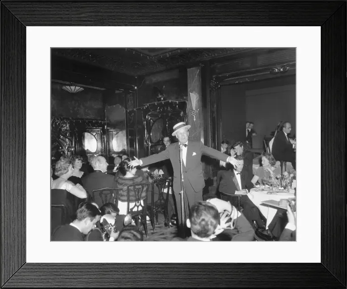 Framed Print : Maurice Chevalier Sings In Restaurant Framed Print : Maurice Chevalier Sings In Restaurant